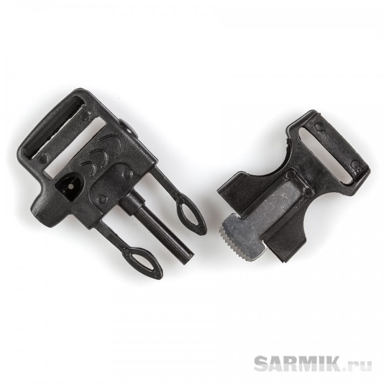 Фастекс с огнивом и свистком 25х61 мм, чёрный