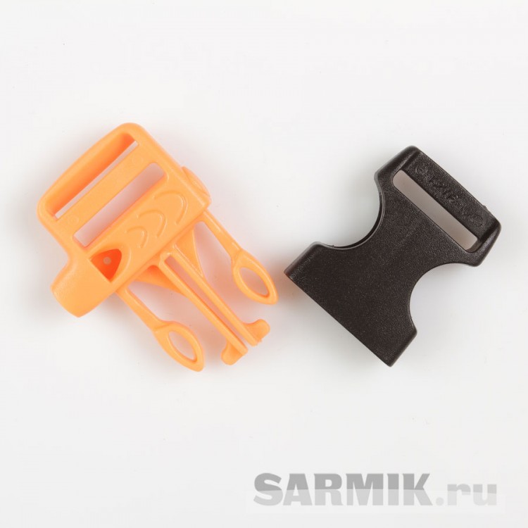 Фастекс со свистком 26х55 мм, оранжево-чёрный