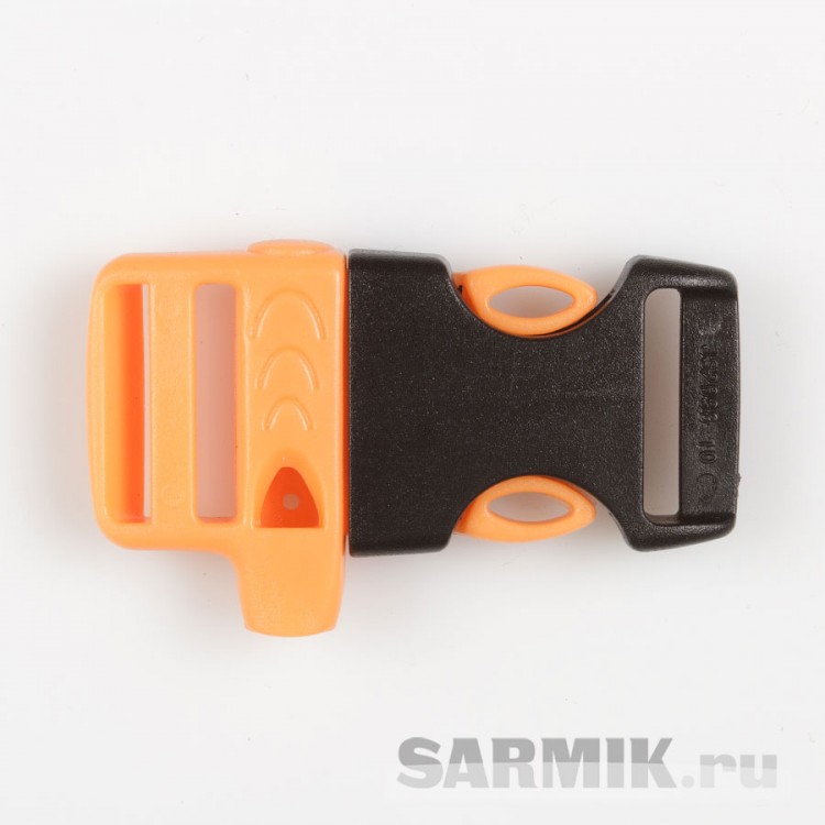 Фастекс со свистком 26х55 мм, оранжево-чёрный