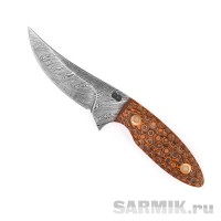 Нож-подвеска "Малыш: Черно-оранжевый", дамасская сталь