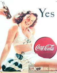 Винтажная жестяная картина Tin Signs "Coca-Cola YES!"